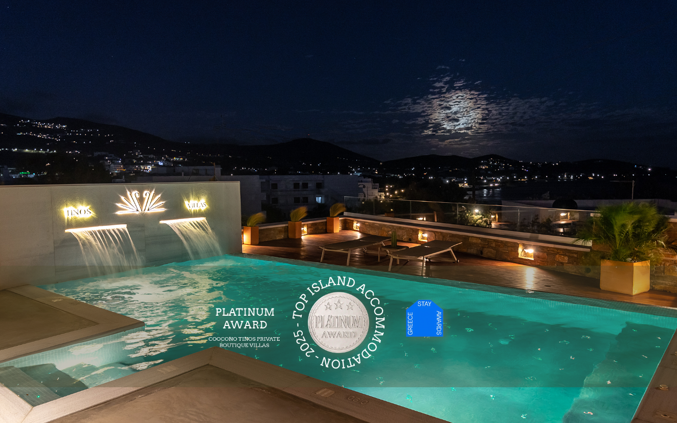 Coocono-Tinos-Private-Boutique-Villas-Pool- Suite-Night-Platinum-Award